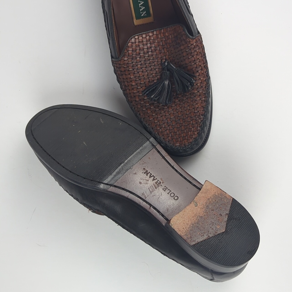 COLE HAAN Loafers Brown Black Woven With Tassel Women's 8.5 - Picture 6 of 6